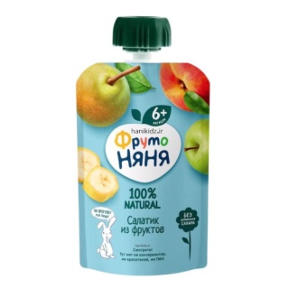 پوره ساندیسی سیب، موز، هلو و گلابی 90 گرمی نیان Nyanya