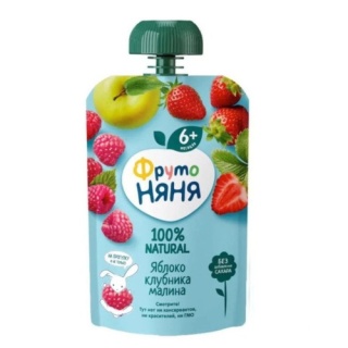 پوره ساندیسی سیب، توت فرنگی و تمشک 90 گرمی نیان Nyanya